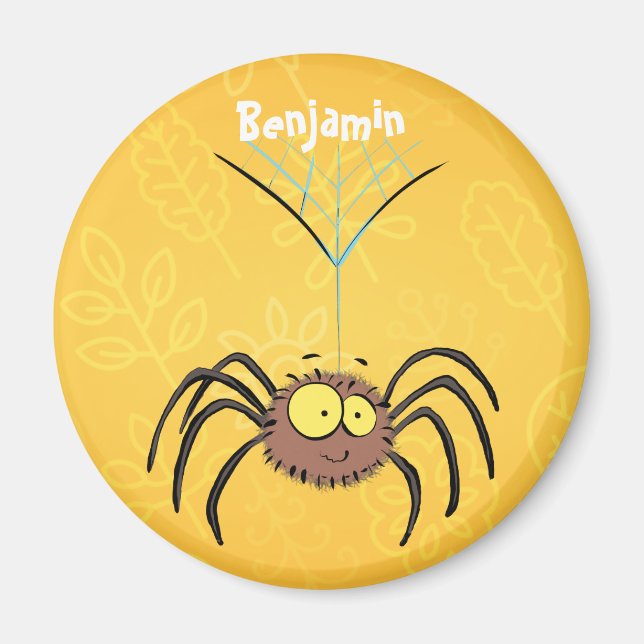 Funny cute fluffy spider cartoon magnet (Front)