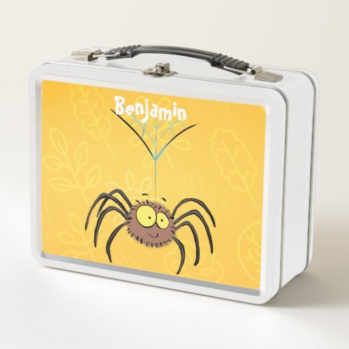 Funny cute fluffy spider cartoon metal lunch box
