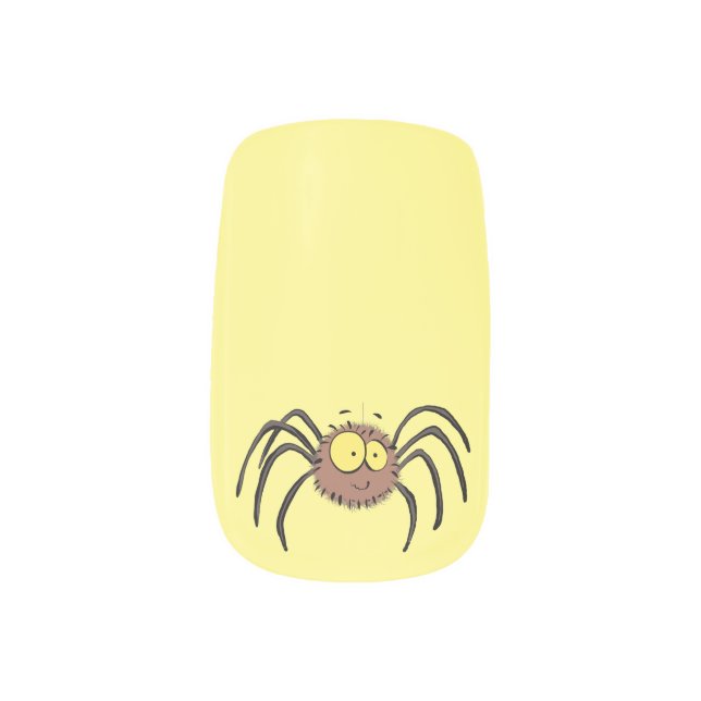 Funny cute fluffy spider cartoon minx nail art (Left Thumb)