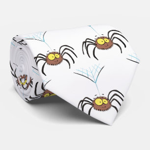 Funny cute fluffy spider cartoon neck tie