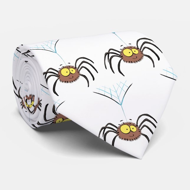Funny cute fluffy spider cartoon neck tie (Rolled)
