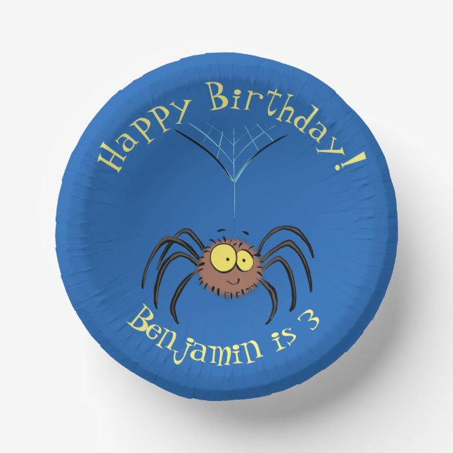 Funny cute fluffy spider cartoon paper bowls (Front)