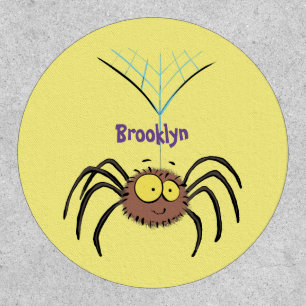 Funny cute fluffy spider cartoon patch