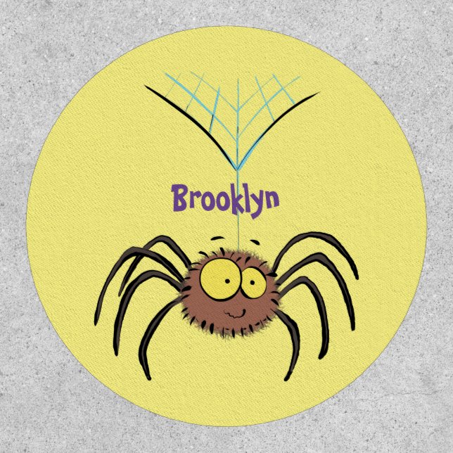 Funny cute fluffy spider cartoon patch (Front)