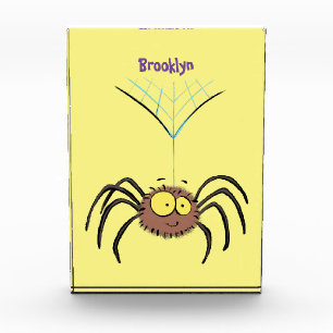 Funny cute fluffy spider cartoon photo block