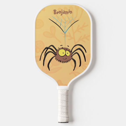 Funny cute fluffy spider cartoon  pickleball paddle