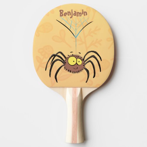 Funny cute fluffy spider cartoon ping pong paddle
