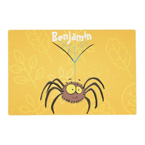 Funny cute fluffy spider cartoon placemat
