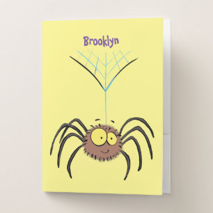 Funny cute fluffy spider cartoon pocket folder