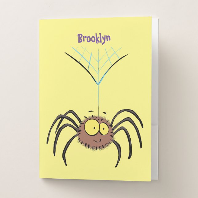 Funny cute fluffy spider cartoon pocket folder (Front)