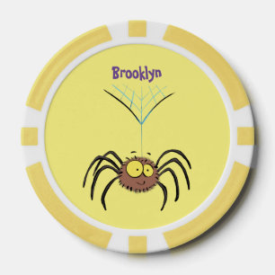 Funny cute fluffy spider cartoon poker chips