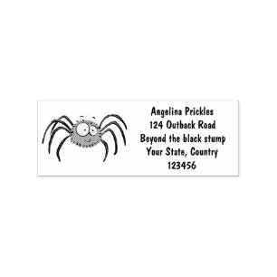 Funny cute fluffy spider cartoon rubber stamp