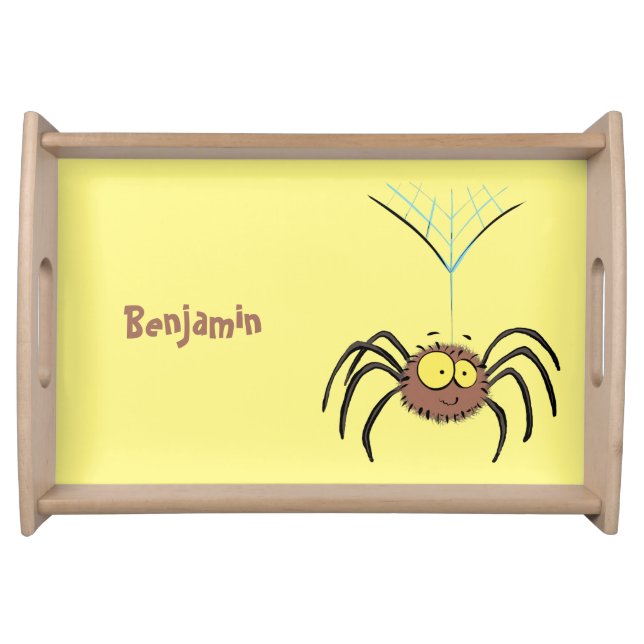 Funny cute fluffy spider cartoon serving tray (Front)