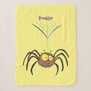 Funny cute fluffy spider cartoon sherpa blanket