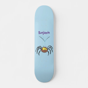 Funny cute fluffy spider cartoon skateboard