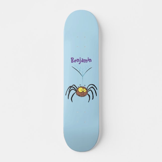 Funny cute fluffy spider cartoon skateboard (Front)