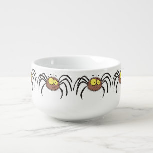 Funny cute fluffy spider cartoon soup mug