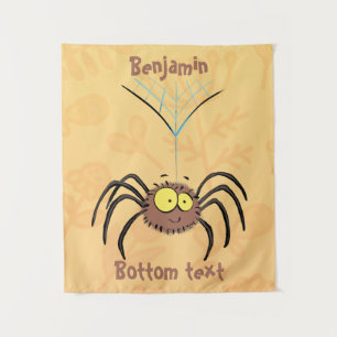 Funny cute fluffy spider cartoon  tapestry