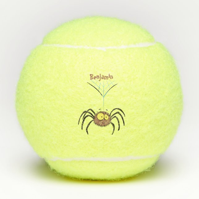 Funny cute fluffy spider cartoon tennis balls (Front)