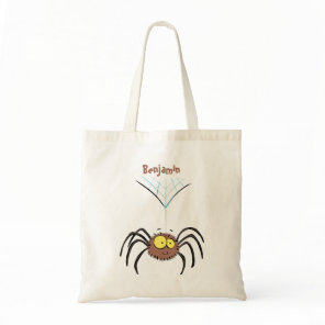 Funny cute fluffy spider cartoon tote bag