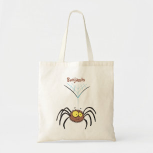 Funny cute fluffy spider cartoon tote bag