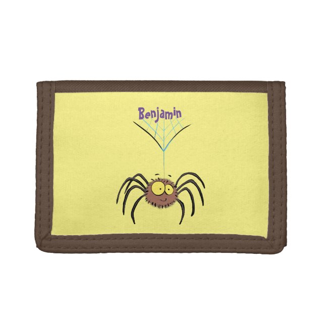 Funny cute fluffy spider cartoon trifold wallet (Front)
