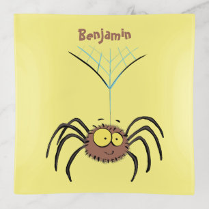 Funny cute fluffy spider cartoon trinket tray