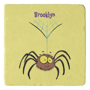 Funny cute fluffy spider cartoon trivet