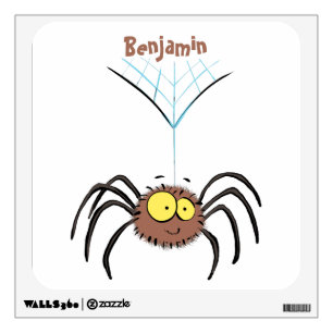 Funny cute fluffy spider cartoon wall decal