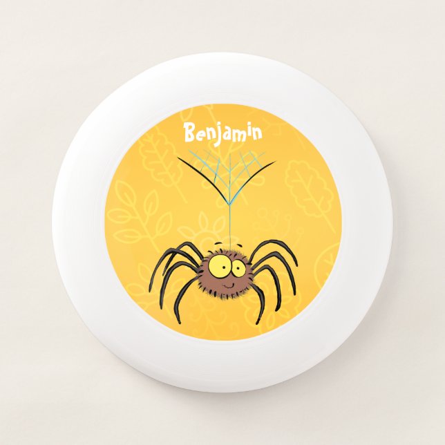 Funny cute fluffy spider cartoon Wham-O frisbee (Front)