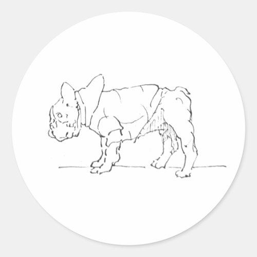 Funny Cute French Bulldog, Dog Humor Classic Round Sticker