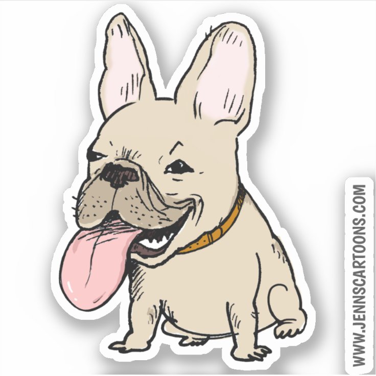 Funny Cute French Bulldog | Frenchie Cartoon Dog Sticker | Zazzle