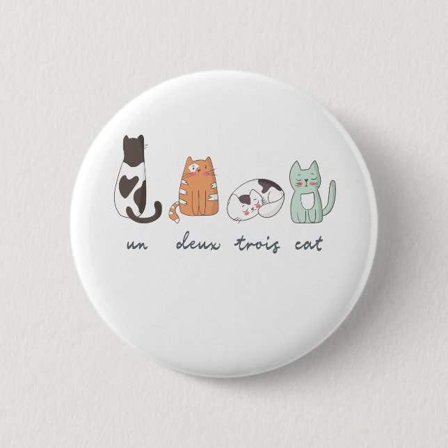 Funny Cute French Cat Button (Front)