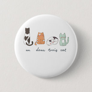 Funny Cute French Cat Button