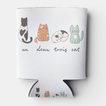 Funny Cute French Cat Can Cooler by OblivionHead at Zazzle