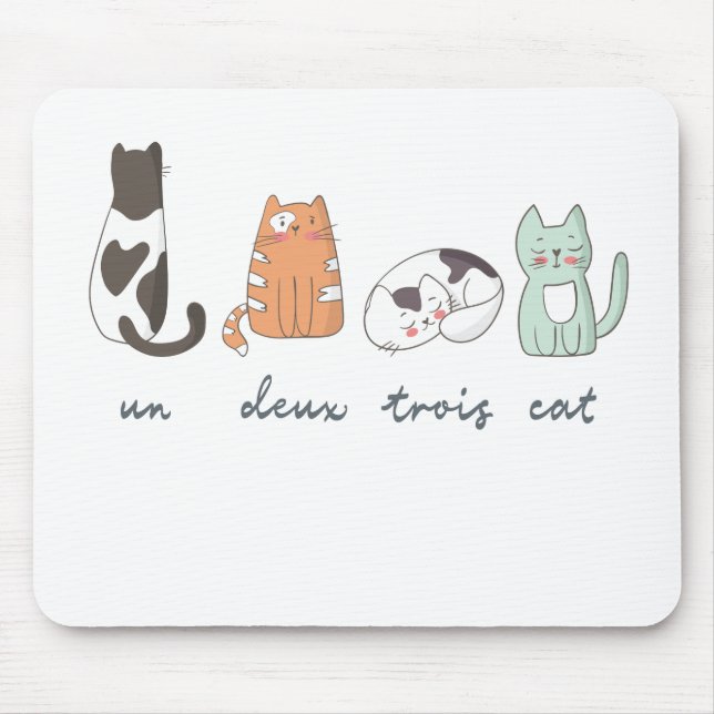 Funny Cute French Cat Mouse Pad (Front)