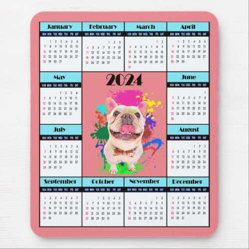 Funny Cute Frenchie Dog Calendar   Mouse Pad