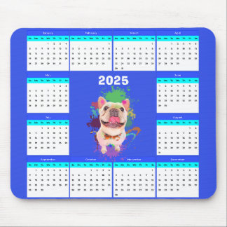 Funny Cute Frenchie Dog Calendar Mouse Pad