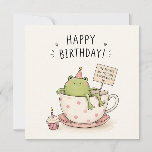Funny Cute Frog Birthday Wishes Greeting Card