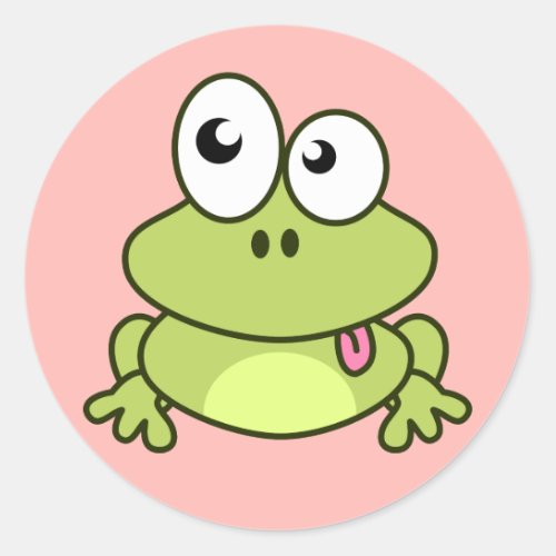 Funny cute frog cartoon kids classic round sticker