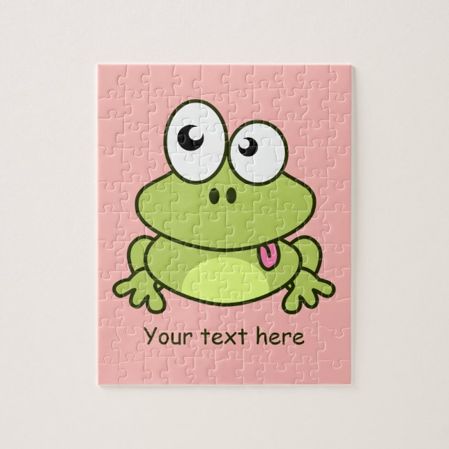 Funny cute frog cartoon kids jigsaw puzzle (Vertical)