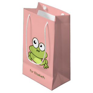 Funny cute frog cartoon kids name small gift bag