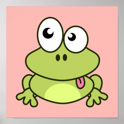 Funny cute frog cartoon nursery poster