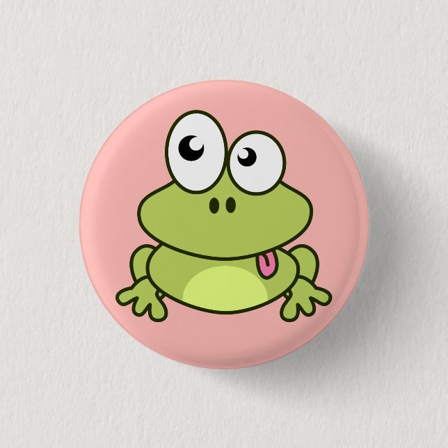 Funny cute frog cartoon pinback button (Front)