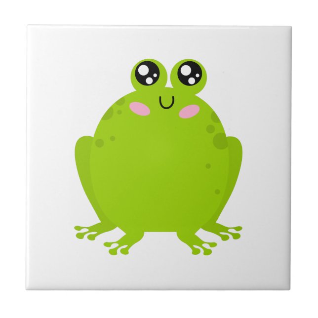 Funny Cute Frog Ceramic Tile (Front)
