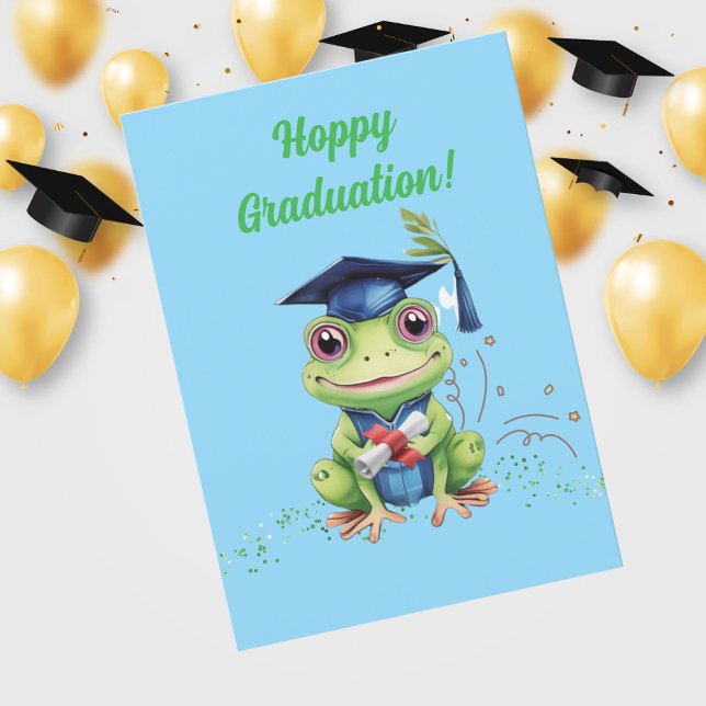 Funny Cute Frog Graduation Greeting Card (Creator Uploaded)