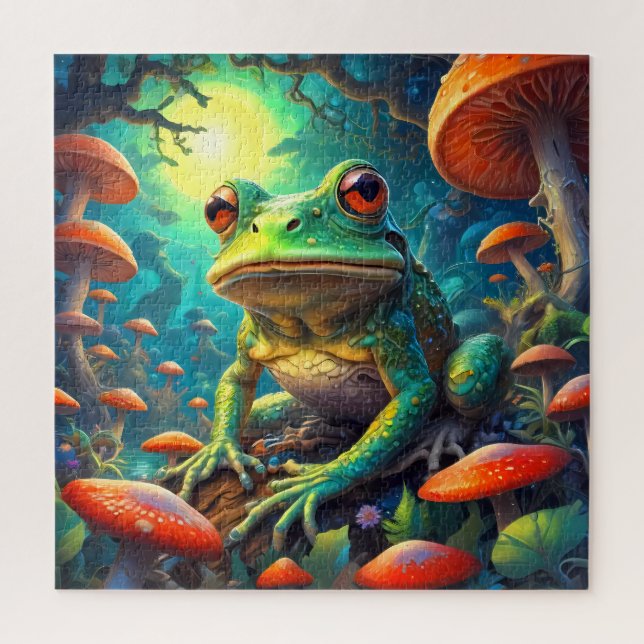 Funny Cute Frog Sitting  jigsaw puzzle (Vertical)