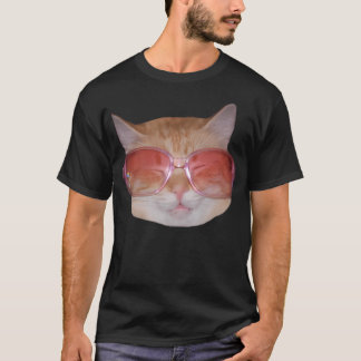 Funny Cute Geeky Hipster Cat Wearing Glasses T-Shirt