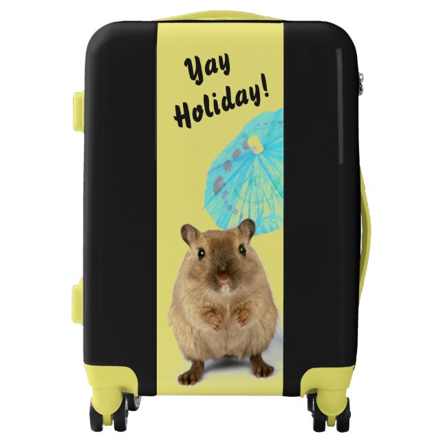 Funny Cute Gerbil Summer Holiday Yellow Luggage (Front)