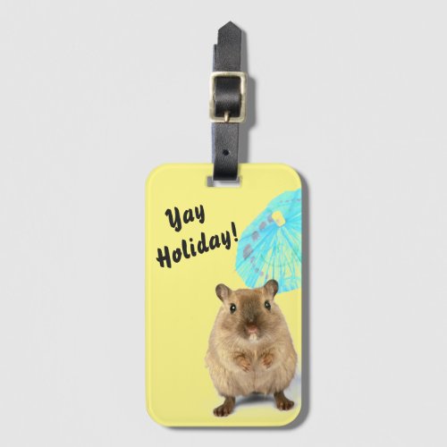 Funny Cute Gerbil Summer Holiday Yellow Luggage Tag